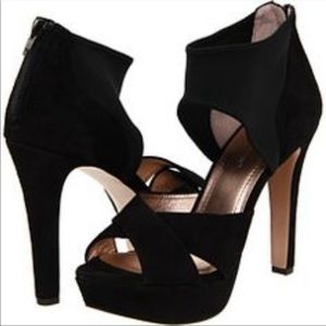 BCBGeneration Havelle Black Platform Suede Heels